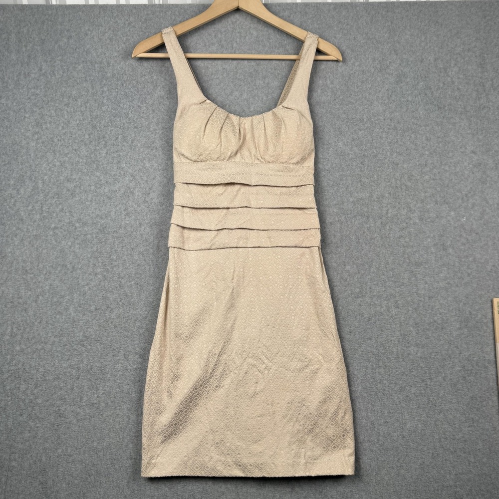 B Darlin Dress Womens 3/4 Cream Y2K Babydoll Tiered Ruched Mini Cocktail Fitted‎